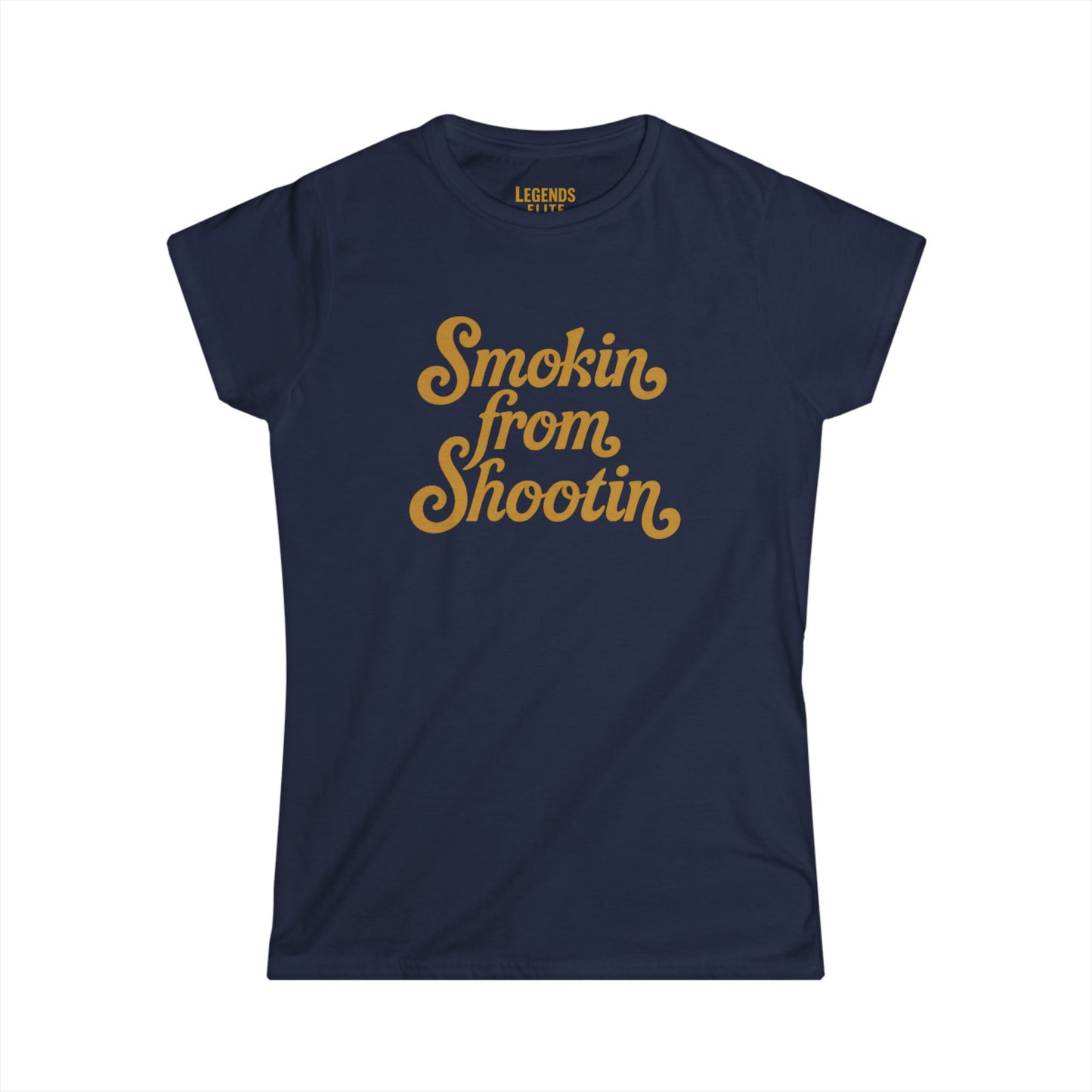 Smokin from Shootin- Women's Softstyle Tee - Gold Logo