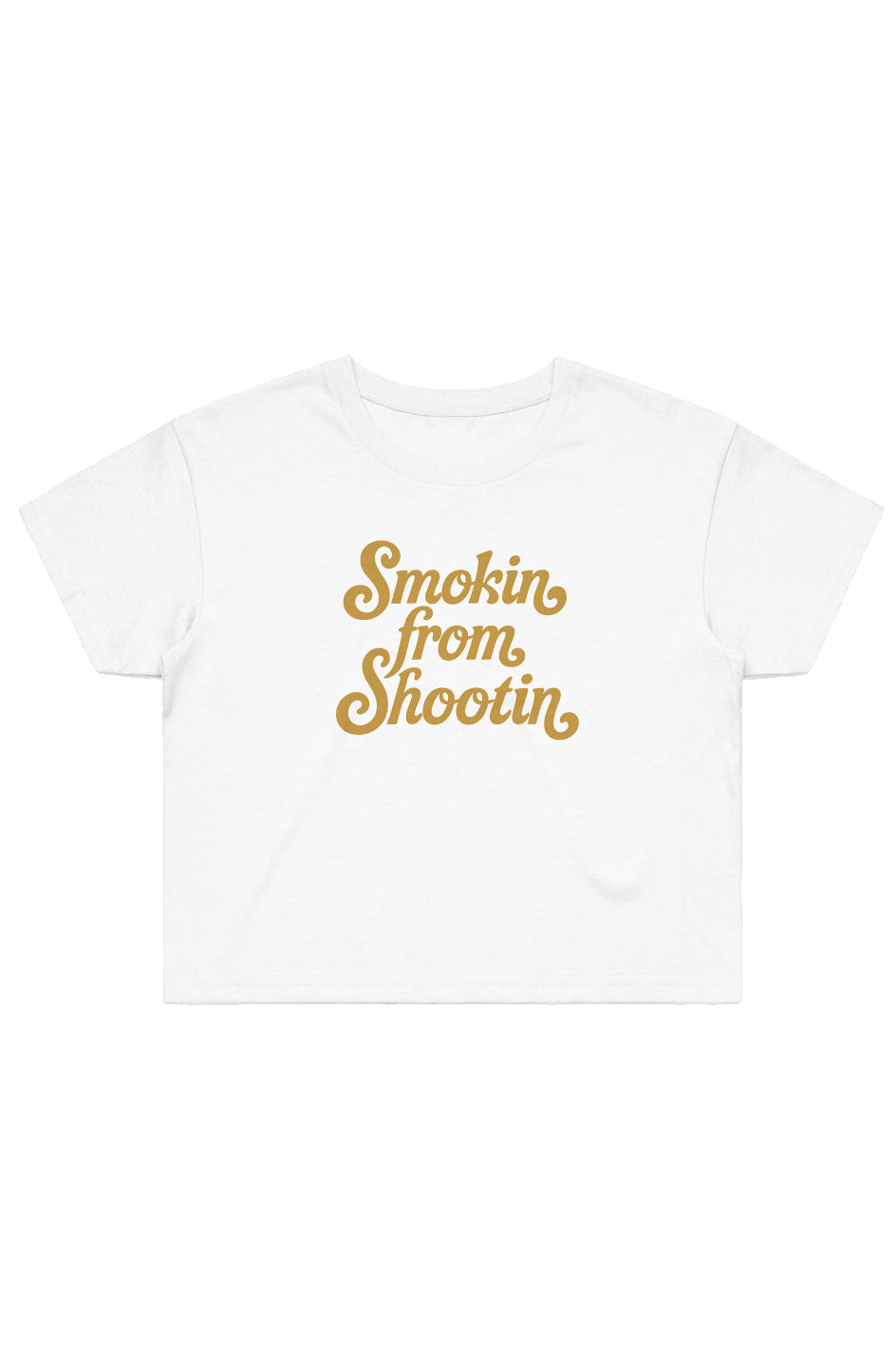 Smokin from Shootin - Women's Baby Tee - Gold Logo
