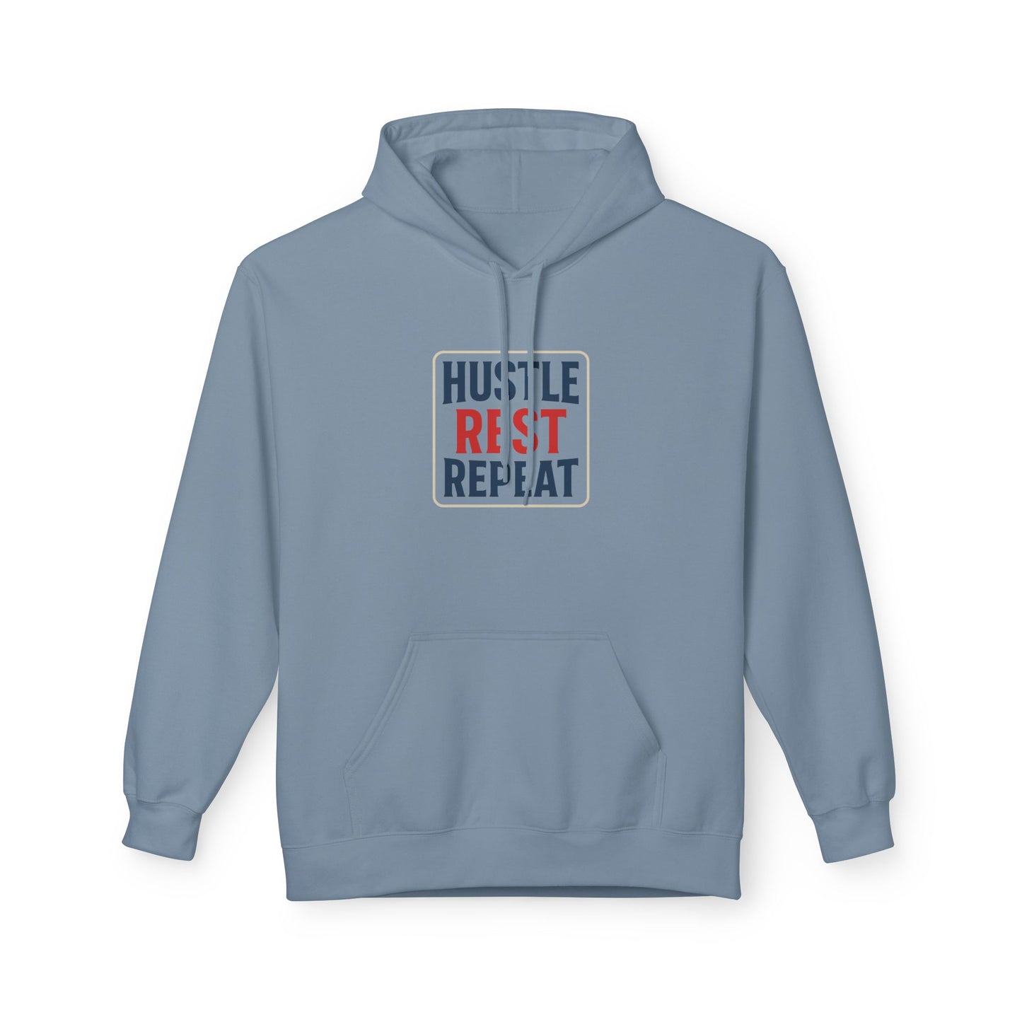 Hustle Rest Repeat Hoodie - Blue Red Logo - Hoodie