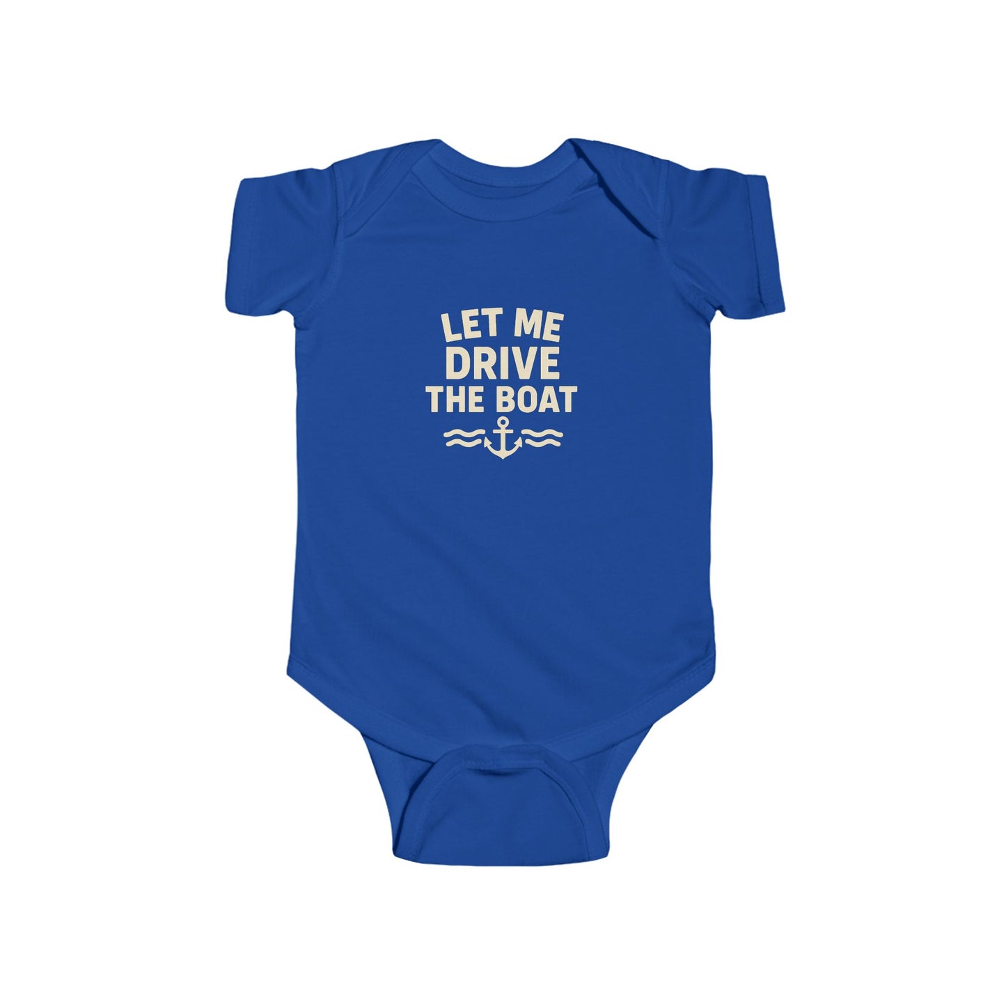 Let Me Drive the Boat - Nautical Onesie - Sand Logo