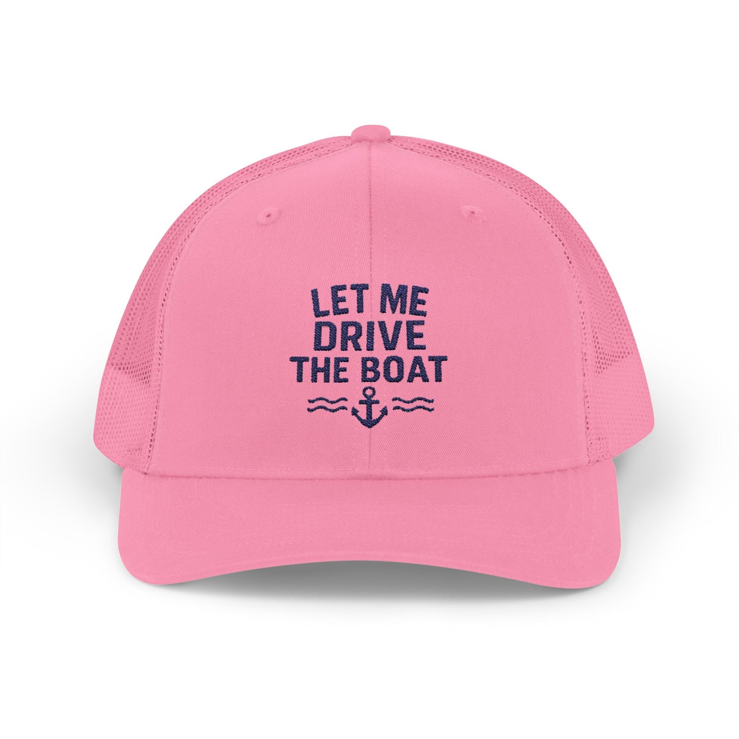 Snapback Trucker Cap - Let Me Drive the Boat - Navy Logo