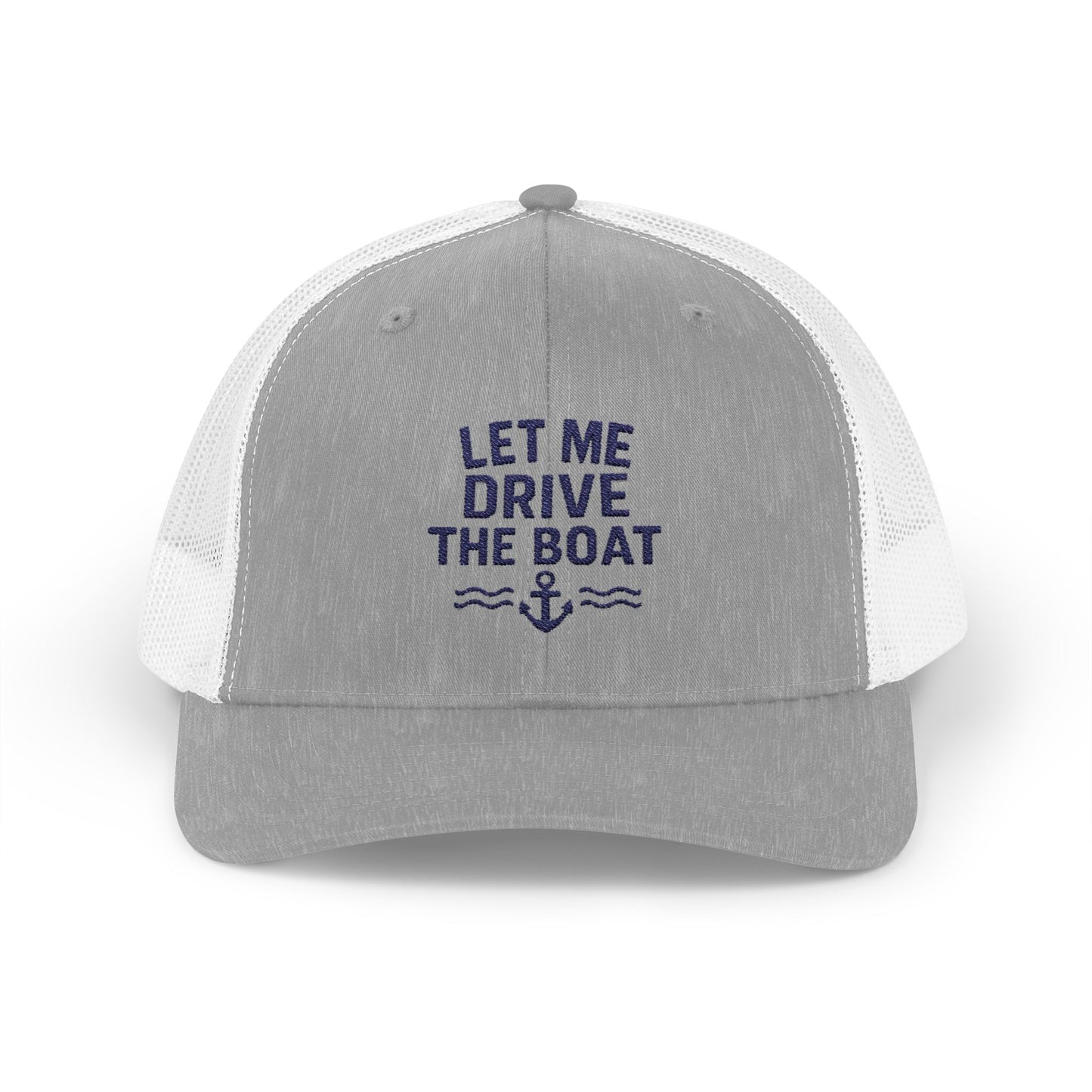 Snapback Trucker Cap - Let Me Drive the Boat - Navy Logo