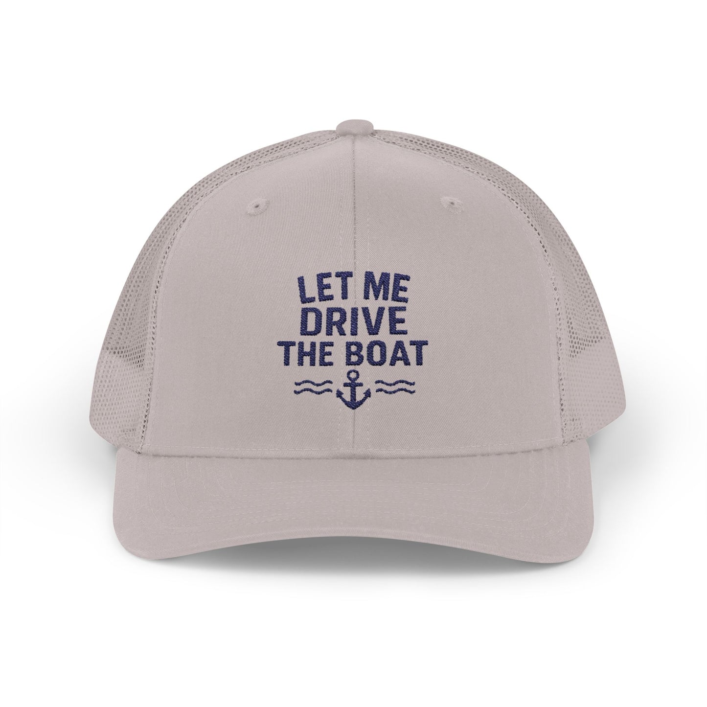 Snapback Trucker Cap - Let Me Drive the Boat - Navy Logo