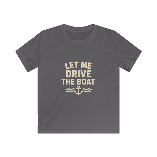 Youth Softstyle - Let Me Drive the Boat - Sand Logo
