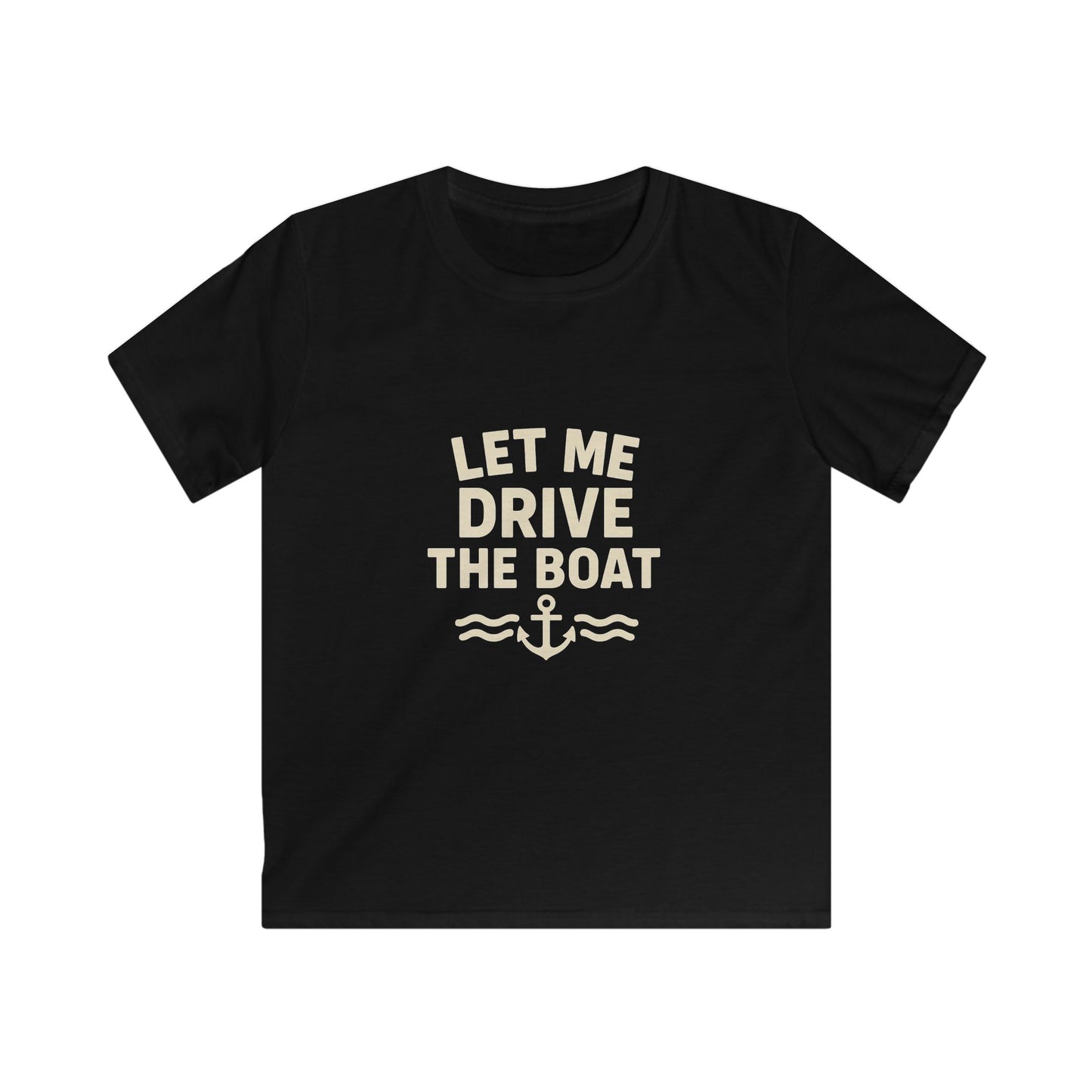 Youth Softstyle - Let Me Drive the Boat - Sand Logo