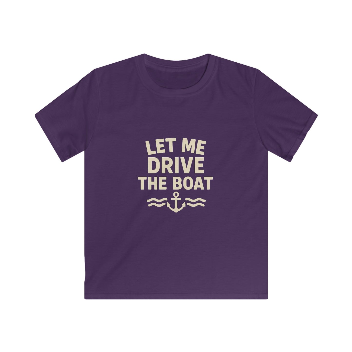 Youth Softstyle - Let Me Drive the Boat - Sand Logo
