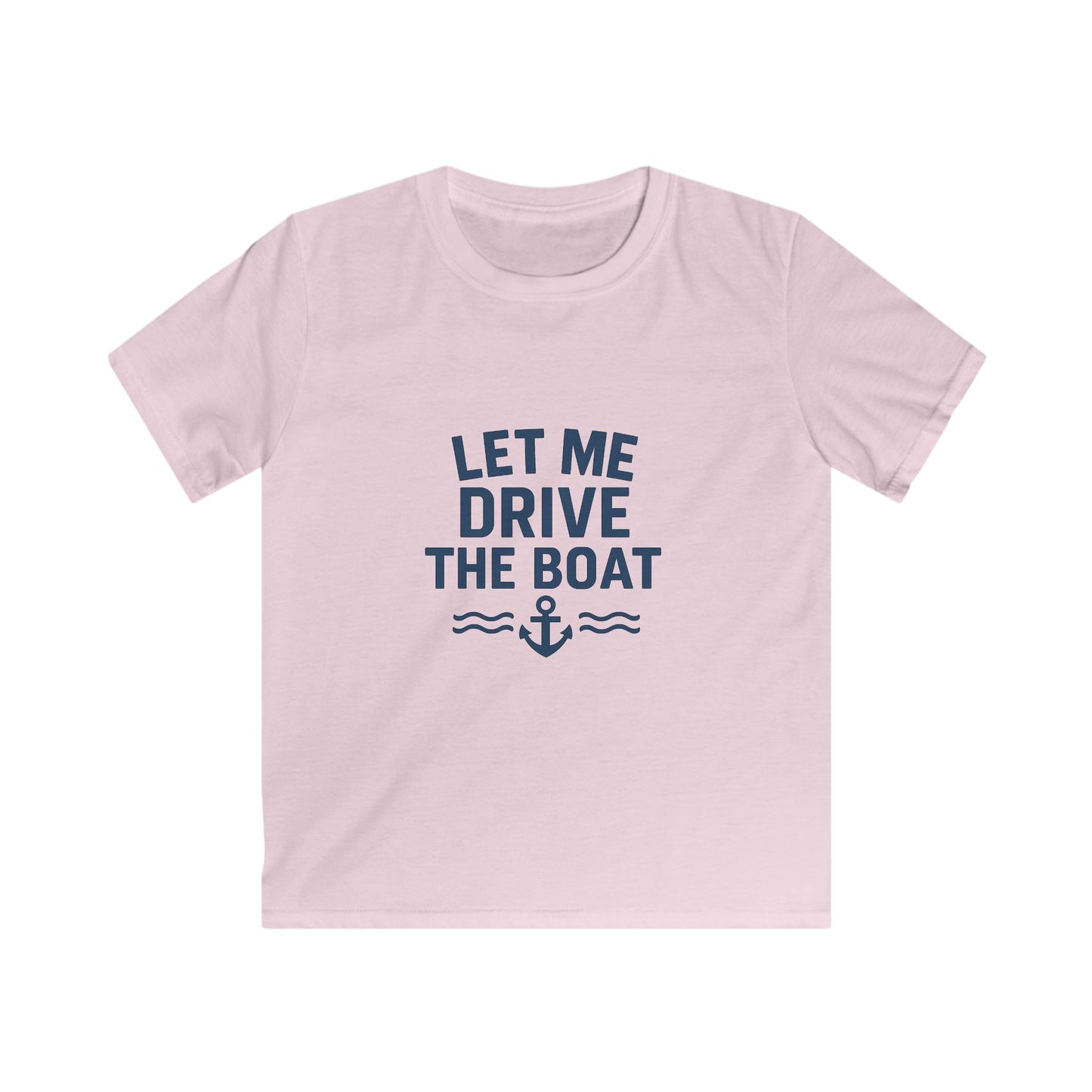 Youth Softstyle Tee - Let Me Drive the Boat - Navy Logo