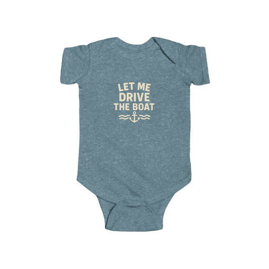 Let Me Drive the Boat - Nautical Onesie - Sand Logo